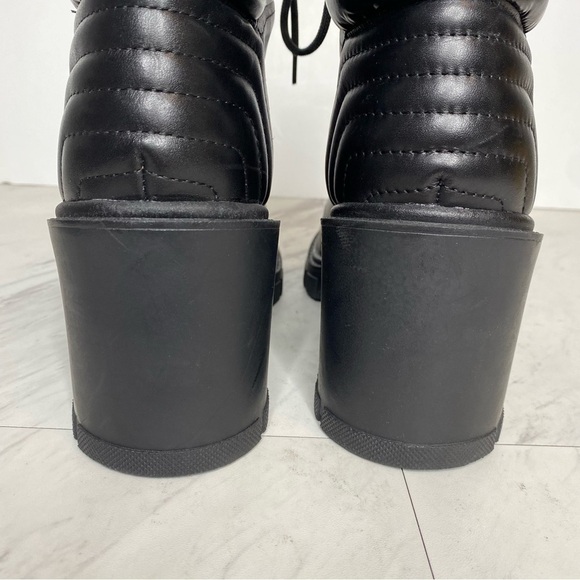 New! Marc Fisher Velima Black Leather Lace Up Lugsole Bootie 8.5 M - Picture 4 of 15